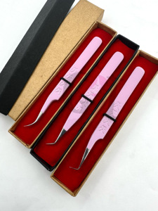 IGH uality 90 egegree ILAC olor owowder oating 45 Degree utterfly rrint urded yyelash xtension xweezers eauty nnstruents - Product Image 6