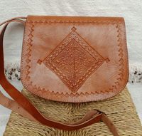 Klassische Marokkanische Vintage Bohemian Rock Mode Echtleder Damen Schultertasche Handgefertigt mit 10 Individuellen Dunkelbraunen Verschlüssen