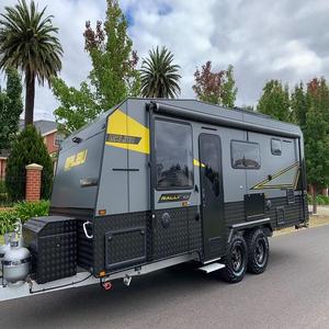 Modern Gray Aluminum Travel Trailer Caravan 4 Person Off-Road RV Camper with Waterproof Design and <b>Sticker</b> Graphics - Product Image 2