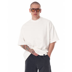 100% T-shirt en coton épais pour hommes T-shirt uni imprimé personnalisable grande taille T-shirt imprimé surdimensionné de haute qualité pour hommes - Product Image 1
