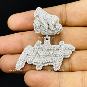 Pendentif personnalisé Moissanite VVS en argent sterling 925, pendentif Moissanite VVS glacé, pendentif lettre Moissanite VVS - Product Image 2