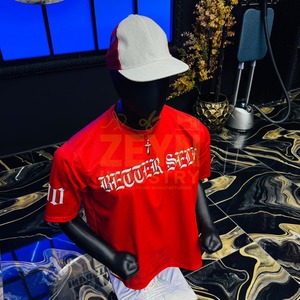 Camiseta Deportiva Roja con Estampado Gráfico para Hombre, Estilo Urbano, Oversize, de Malla, Personalizable OEM - Product Image 6