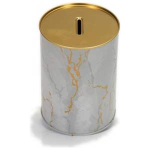 Alcancía de Metal Kontensan Marble White Gold de 1.1L - Modelo EF152Y7, Diseño de 105x150mm con Patrón de Número de Cajero Automático para Ahorrar Dinero, Ideal para Regalo - Product Image 4