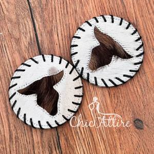 Handmade Longhorn Round Cowhide Coasters Set Western <b>Hair</b> on Hide Genuine Leather Coaster <b>for</b> Drinks Western Home Decor Gifts - Product Image 1