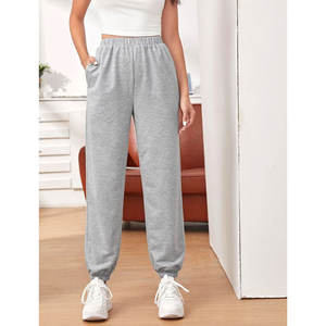 Pantalons de survêtement en molleton 100% coton pour femmes, doux, respirants, avec cordon de serrage, pantalons de survêtement chauds pour l'hiver - Product Image 6