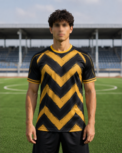 Maillot de football personnalisé Chevron noir et or, motif zig-zag, respirant, sublimation, uniforme d'équipe, vente en gros OEM - Product Image 3