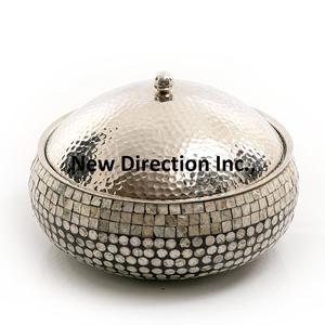 La plus grande vente de casseroles à double paroi avec finition personnalisée marmite de serveur marmite décorative en acier inoxydable avec incrustation d'os en bois - Product Image 4