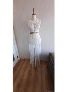 Bachelorette White Wedding Dress for YOUR BRIDE to BE Cotton Hand Woven Festival Clothing Bustier Crop Top Women Macrame Beach <b>D</b> - Product Image 3