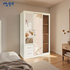 Armadio in Metallo Cinese a 4 Ripiani per Camera da Letto <span class=keywords><strong>e</strong></span> Soggiorno, Armadietto in Acciaio per Conservazione Vestiti con Specchio, <span class=keywords><strong>Mobili</strong></span> all'Ingrosso - Product Image 2