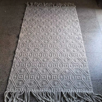 Handmade Cotton High Pile Area Rug Textured Geometric Tufted Carpet Modern Boho Floor Rug Custom Size