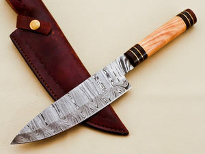 Couteau de chef de cuisine professionnel haute durabilité forgé à la main en acier VG-10 damas manche en bois couteau de cuisine lavable au lave-vaisselle - Product Image 5