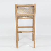 Tabouret de bar moderne en bois de teck finition naturelle, écologique, durable, minimaliste, pour hôtel, cuisine, chambre, salon, parc