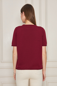 Blusa de punto de manga corta con cuello redondo para mujer, Camiseta cómoda y elegante, transpirable, servicio OEM de alta calidad - Product Image 4