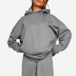 Sudaderas con capucha largas de invierno con logotipo impreso de manga abullonada personalizada para mujer, ropa informal de algodón 100% de terciopelo de alta calidad, ropa informal de Hip Hop - Product Image 2
