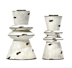 Bougeoirs en bois avec disques coniques tournés à la main, support de bougie en géomatériau moderne et durable pour la maison, nouveauté - Product Image 2