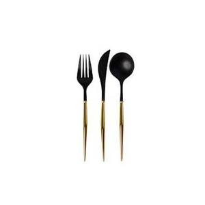 Best Selling Stainless Steel <b>Black</b> Powder Coated Restaurant <b>Dinner</b> With Gold Round Sharp End Handle Wedding <b>Set</b> - Product Image 1