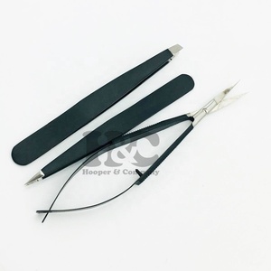 Pince à épiler noire professionnelle de haute qualité, ensemble de pinces à épiler noires, ciseaux en acier inoxydable, pince à épiler à ressort - Product Image 2