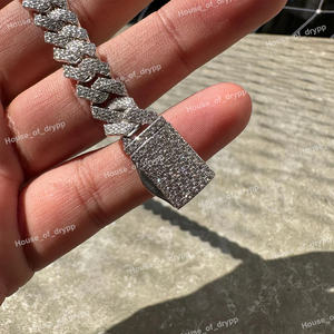 Pulsera Cubana con Incrustaciones de Diamantes Moissanite en Plata 925, Cierre de Caja, Joyería Masculina de Lujo Estilo Hip Hop - Product Image 4