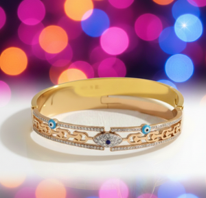 Brazalete de Acero Inoxidable al por Mayor con Piedras de Circonita Cúbica de 2.6 Pulgadas y 12g para Mujer, Brazalete de Ojo Turco para Uso Diario - Product Image 5