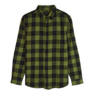 Chemise à carreaux en coton biologique surdimensionnée pour homme, design de logo personnalisé, écologique, durable, flanelle extensible, respirante, bouton en corne - Product Image 4