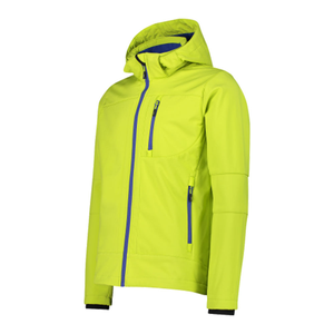 Veste de randonnée matelassée imperméable unisexe en softshell jaune fluo à col montant et fermeture éclair, motif floral personnalisé, pour l'automne en extérieur - Product Image 3