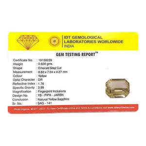 พลอยแซฟไฟร์สีเหลืองธรรมชาติ 3 กะรัต ทรงเหลี่ยมมรกต สีเพอริดอต พร้อมอเล็กซานไดรต์ อะความารีน ทัวร์มาลีน รูปทรงมาร์คีส์ - Product Image 4