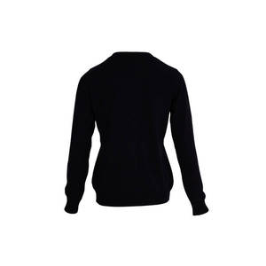 เสื้อคาร์ดิแกนถักปักลายดอกไม้สีดำ คอวี ติดกระดุม สำหรับฤดูใบไม้ผลิและฤดูใบไม้ร่วง - Product Image 3