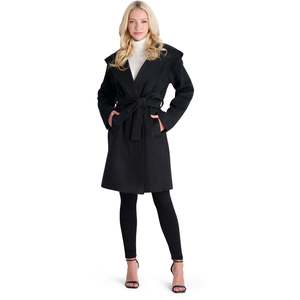 Avec Les Filles X-Large Cappotto Nero con Cappuccio Avvolgente, Caldo Soprabito Invernale - Product Image 1