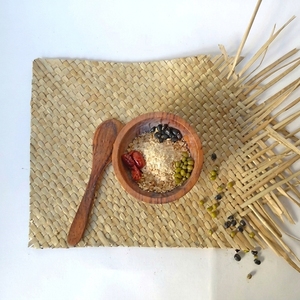 Mini ensemble de vaisselle en bois de teck Vintage 3-4 pouces Dia bol en bois assiette écologique personnalisé bols en bois de service pour la cuisine - Product Image 1