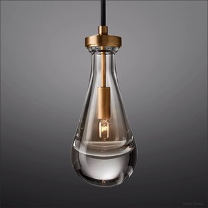 <b>Light</b> Faint Oval Glass <b>Crystal</b> Water Drop <b>Chandelier</b> Dimmable LED Copper 45 Beam Angle for Restaurant Living Room Dining Room - Product Image 2