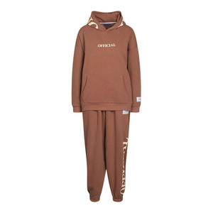 Cotton <b>Polyester</b> Winter Streetwear Solid 2-Piece Sweatpants & <b>Hoodie</b> Set Custom Logo Crewneck Sweatshirt Women - Product Image 6