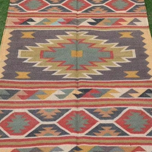 Kilim พรมตกแต่งบ้านสไตล์โบโฮสำหรับห้องนั่งเล่นห้องครัวห้องนอนเสื่อโยคะขนสัตว์หลากสีพรมปอกระเจาทำด้วยมือ - Product Image 4