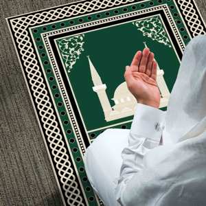 Alfombra de Oración Musulmana Verde para Mezquita: Diseño Elegante, Lavable a Máquina, con Pelo Suave - Product Image 2