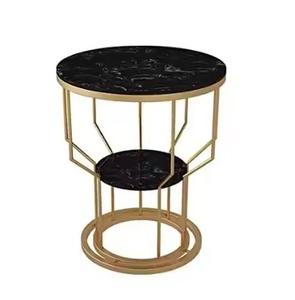 Tall Side <b>Tables</b> <b>Console</b> <b>Tables</b> With Premium White <b>Marble</b> Top and Metal Body Golden Finished High on Demand Living Room <b>Tables</b> - Product Image 3