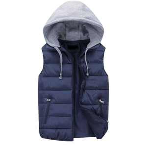 Gilet matelassé sans manches léger et chaud pour homme, résistant à l'eau, grandes tailles, coupe droite, uni, teinture unie - Product Image 4