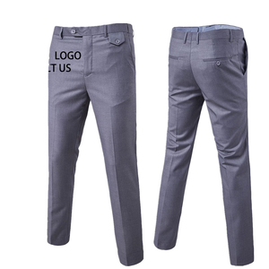 Pantalons habillés décontractés pour hommes de qualité tendance, vente en gros, coupe droite, mi-léger, fermeture éclair, pantalon de costume en laine peignée, pantalon de costume ajusté - Product Image 4