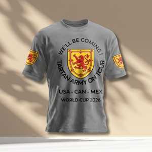 Maglietta Promozionale per Tifosi della Scozia per la Coppa del Mondo 2026, Stile Stemma Leone, per Viaggi in USA, Canada, Messico - Product Image 1