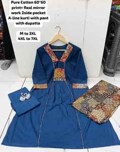 Trajes de Algodón para Mujer de Oficina, Estilo Indio-Pakistaní, en Hermosos Colores, Listos para Usar, Conjunto de Kurta de Algodón, Ropa para Oficina y Vacaciones, Venta al por Mayor - Product Image 3