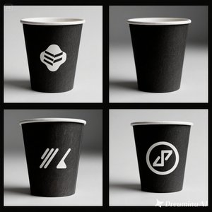 Vaso de papel negro ecológico con diseño impreso en blanco 8 oz 100 paquetes desechables y elegantes - Product Image 3
