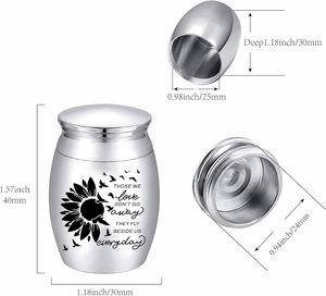 Urne de cendres de tournesol souvenir papillons urnes de crémation en acier inoxydable porte-cendres commémoratif pour papa humain urnes de taille personnalisée - Product Image 2