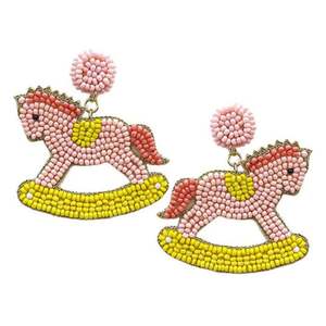 Declaración trabajo hecho a mano bordado con cuentas Rosa biberón pendientes elegante y de moda hermosa Premium para niña - Product Image 3