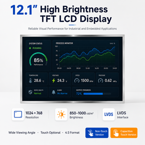 Écran LCD TFT haute luminosité 12,1 pouces 850 1000 Nits 1024x768 LVDS IPS avec fonction tactile capacitif en option pour IHM industrielle - Product Image 1