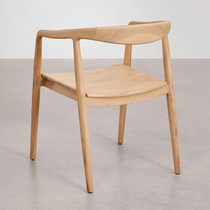 Chaise de salle à manger en bois de teck moderne finition de couleur naturelle pour la cuisine à domicile et le restaurant - Product Image 4