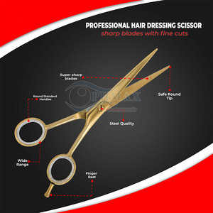 Tijeras profesionales de peluquero con revestimiento de oro, tijeras afiladas duraderas de acero inoxidable, tijeras de corte de pelo con revestimiento de oro para peluquero de salón - Product Image 4