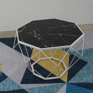 SFBT004 Diamond Contemporary Style Sofa <b>Table</b> with <b>White</b> Metal Frame and Artificial Stone Glass Top Durable Product - Product Image 2