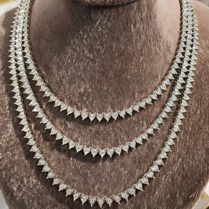 พร้อมจัดส่ง สร้อยคอเพชรโมอิสซาไนต์ทรงกลม 3 มม. ดีไซน์เทนนิส ลายหัวใจฮิปฮอป แบบสั่งทำพิเศษ ความใสระดับ VVS จากอินเดีย - Product Image 3