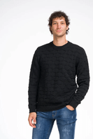 Pull-over sportif d'hiver pour homme Murales, col rond, respirant, en laine/acrylique, motif hexagonal, maille gaufrée, liens en relief