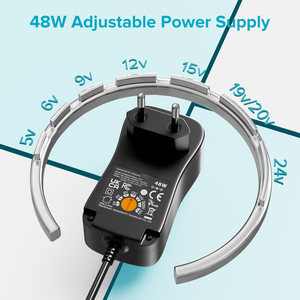 แหล่งจ่ายไฟแบบสวิตชิ่ง AC DC หลายแรงดัน 48W 5V 6V 9V 12V 15V 19V 20V 24V 8 หัวแปลง พร้อม USB C ล็อคกุญแจ ได้รับมาตรฐาน CE FCC RoHS - Product Image 2
