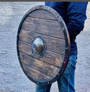 Escudo de madera vikingo | Decoración medieval/Escudo de decoración de pared Artículos dotados para amantes de la guerra - Product Image 2