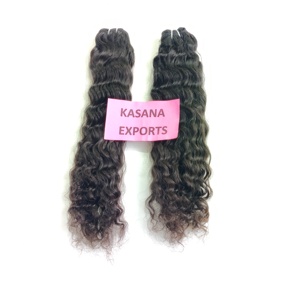 Indien 100% Remy Temple vierge couleur naturelle traitement couleur naturelle vague profonde matière première en gros Extensions de cheveux humains - Product Image 2
